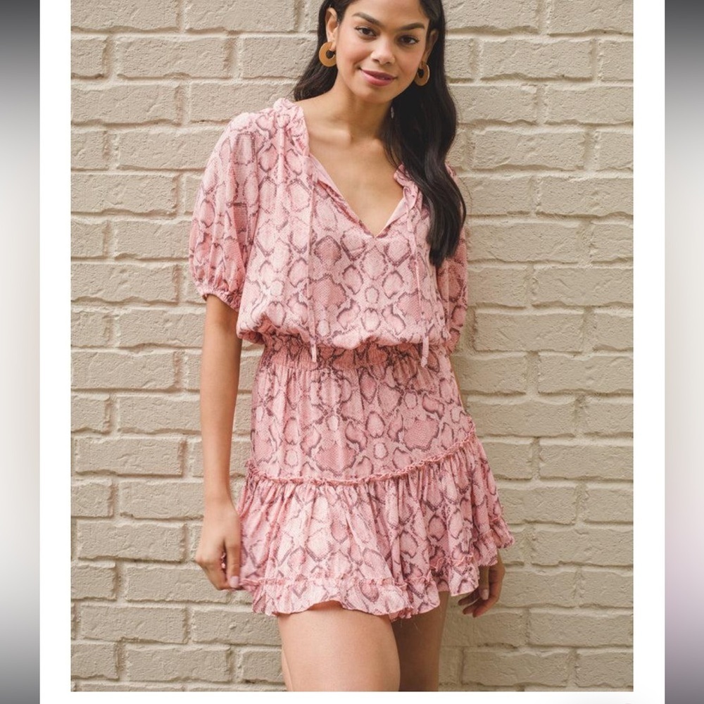 New BUDDY LOVE Pink Ray Copperhead Snakeskin Print Dress Size XS
